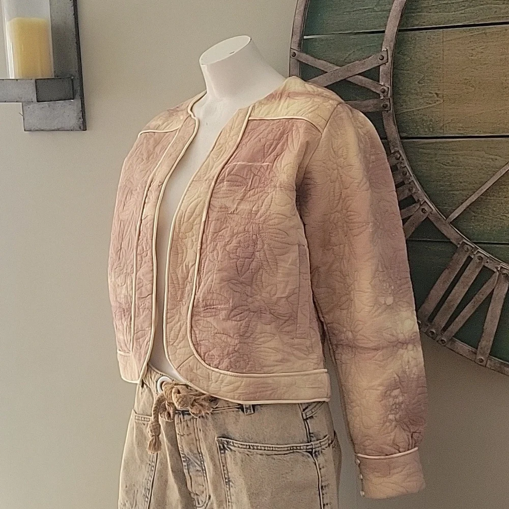 LLANI X Free People Quilted Open Front Bomber Jacket